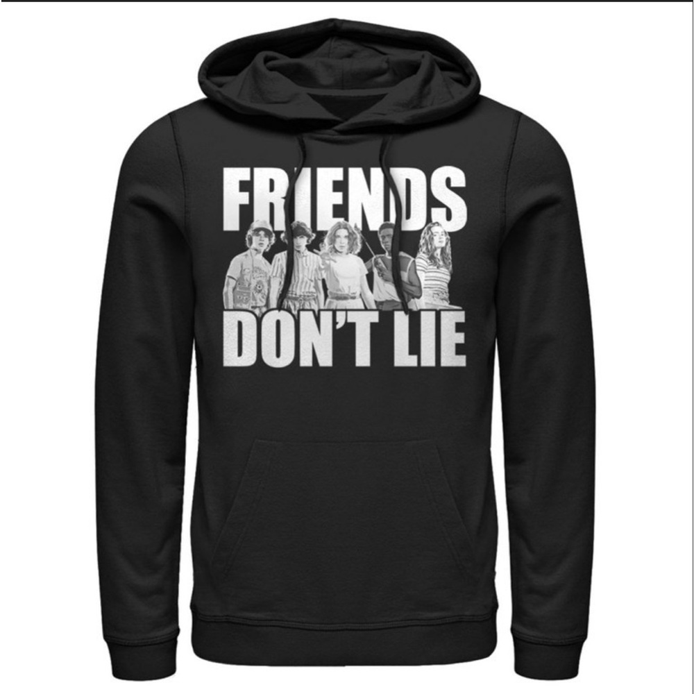 Stranger Things Netflix Cast Hoodie Black Size Large
